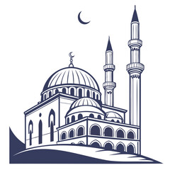 Mosque Silhouette Vector illustration isolated on a transparent background