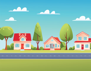 Fototapeta premium landscape with houses and trees