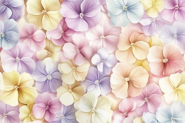 Obraz premium soft organic pattern of watercolor flowers in pastel tones arranged for seamless repetition