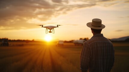 A farmer showcasing the benefits of drone technology at a farm expo