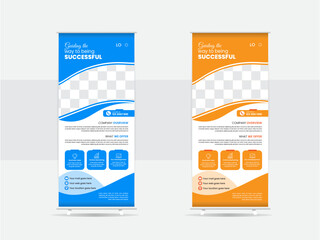 Clean corporate business Roll Up Banner stand template design. Modern roll up vector layout design. Banner stand for commercial and multipurpose use professional design.