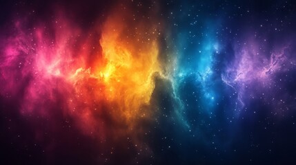Naklejka premium Cosmic Nebula: A Celestial Tapestry of Vibrant Hues
