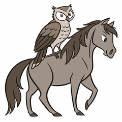 Fototapeta premium an owl image on a horse cartoon vector image on a white background 