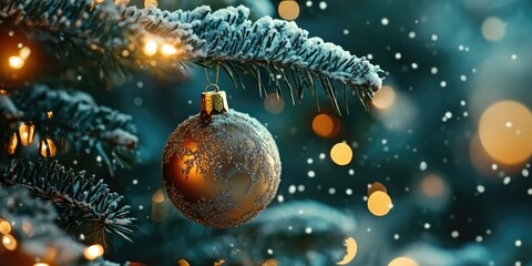 Christmas Ornaments on Pine Branch