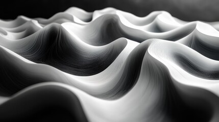 Obraz premium Abstract Monochromatic Waveform: A 3D Render of Undulating Curves
