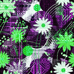 Leaf flower seamless patterns