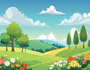 Fototapeta premium landscape with trees and clouds