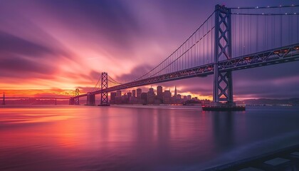 Fototapeta premium Beautiful cityscape and skyline of San Francisco at sunset, USA