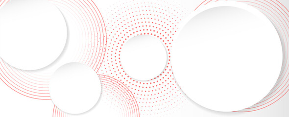 Abstract white background with red circle lines. Digital future technology concept. vector