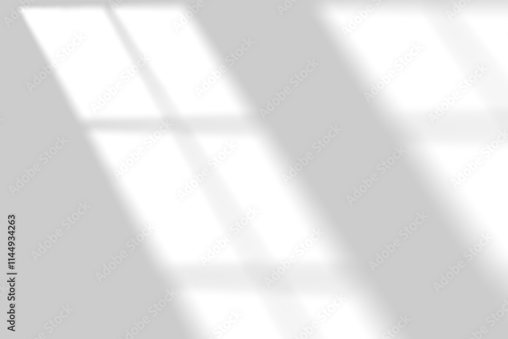 Poster abstract light reflection and grey shadow from window on wall background. gray window shadows and su