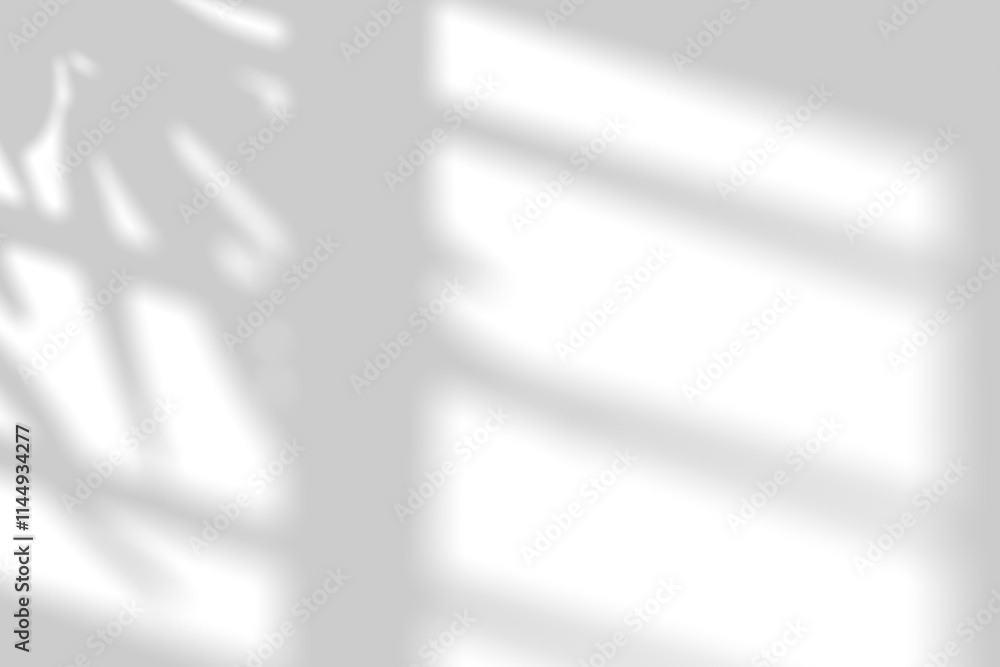 Poster abstract light reflection and grey shadow from window on wall background. gray window shadows and su