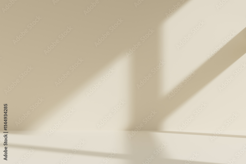 Poster abstract light reflection and grey shadow from window on wall background. gray window shadows and su