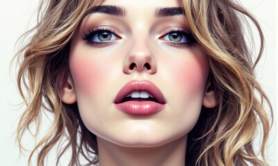 Fototapeta premium A close up of a woman's face with blue eyes