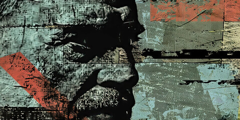 Fototapeta premium Abstract Portrait Collage with Textured Background