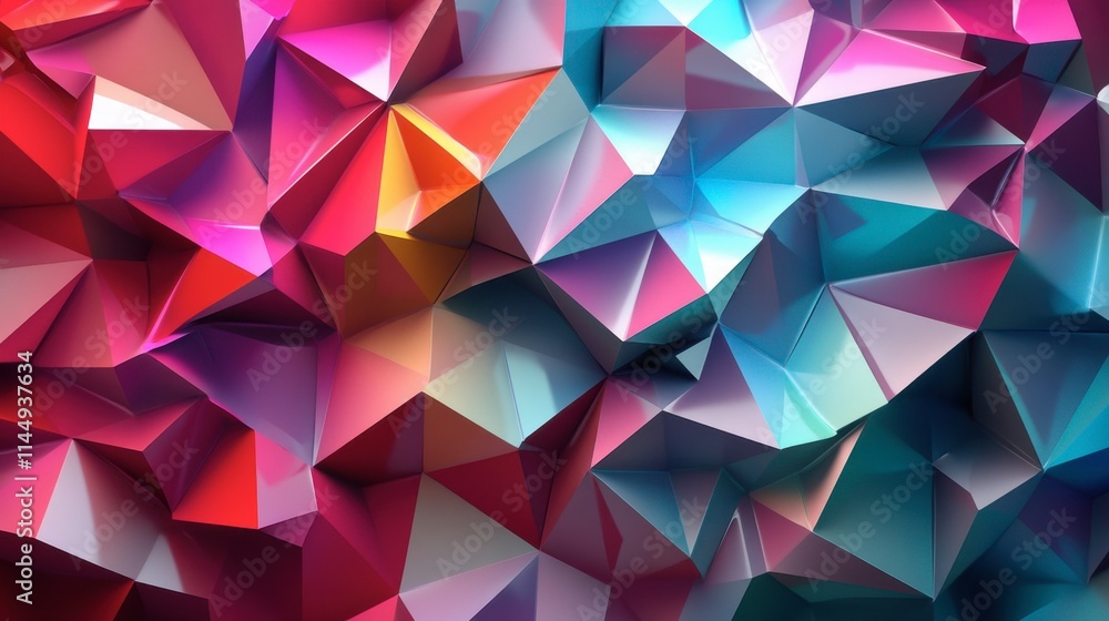 Poster vibrant geometric abstract background with colorful triangular shapes