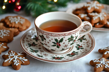 Cup of Tea with ginger bread on Christmas day