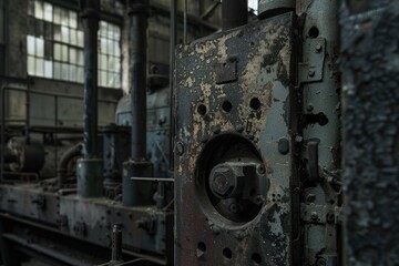 Old Machinery. Interior of Abandoned Steel Factory in Western Europe