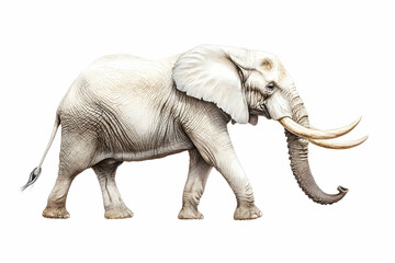 Obraz premium Walking White Elephant Isolated, African Wildlife, Conservation Poster.