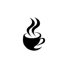 Coffee silhouette vector logo with smoke