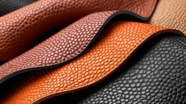 Close-up of luxurious leather with natural imperfections, showcasing artisanal quality.