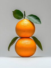 Balanced Oranges Studio Shot, White Background, Healthy Food, Citrus Fruit, Recipe Ingredient.