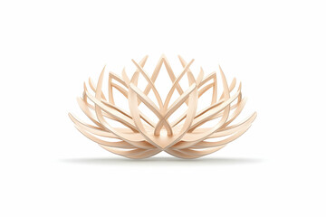 Beige 3D lotus flower design on white background, ideal for spa or wellness branding.