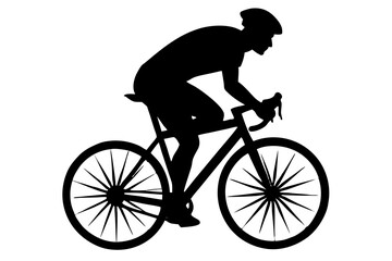 Obraz premium A cyclist vector silhouette on white background 05