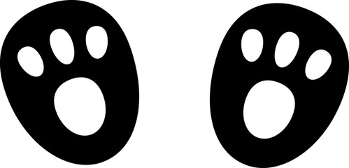 Cute bunny paw silhouette.
lsolated rabbit feet.
Easter icon.
Transparent background.