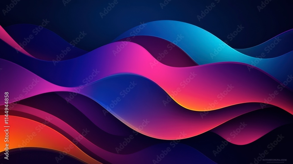 Poster vibrant colorful waves with gradient flow and smooth curves