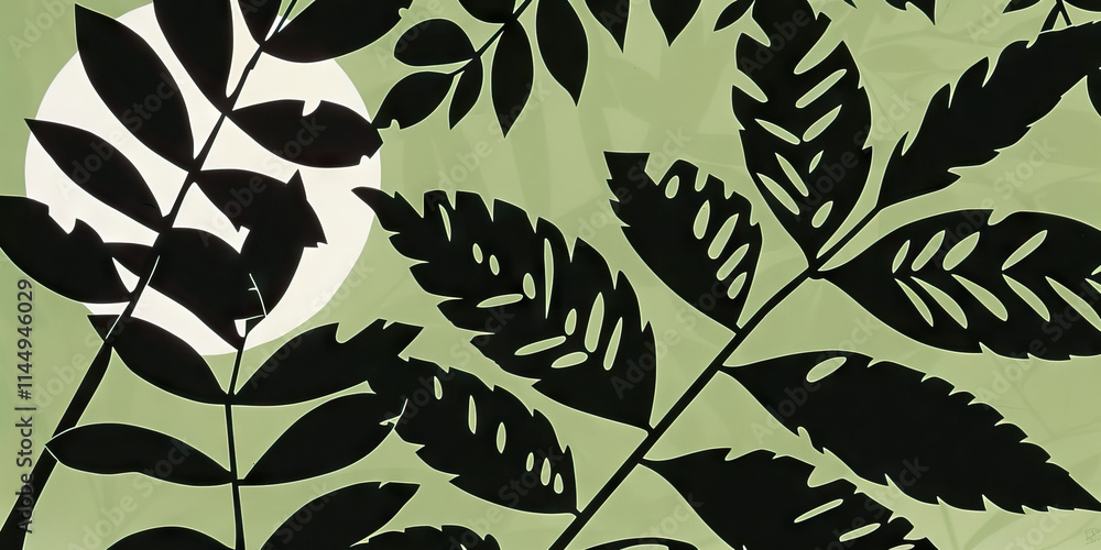 Aufkleber abstract leaf pattern with circular element