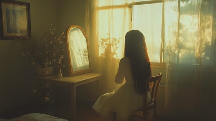 Serene Reflection in a Sunlit Room