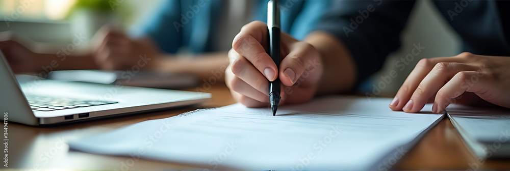 Poster writing business success concepts on a notepad paper in 2018 while sitting at a desk on a working ta