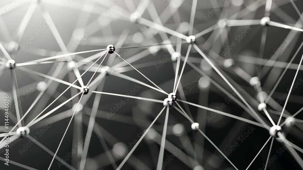 Poster interwoven lines and points create a sophisticated web, representing concepts of connectivity and co
