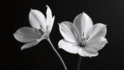 Obraz premium Black and white flowers high contrast monochrome composition