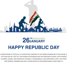 26 th January Indian Republic Day banner template design with Indian flag © GOURAB