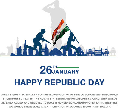 26 th January Indian Republic Day banner template design with Indian flag