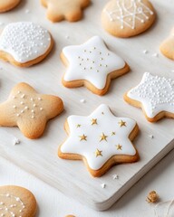 Celestial-Themed Gingerbread Cookies with Cosmic Designs in Minimalist Style