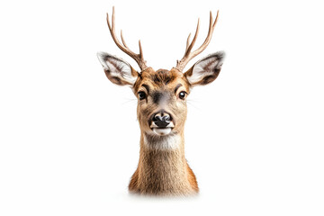 Majestic Deer Headshot, Studio Shot, White Background, Wildlife Image, Christmas Design.