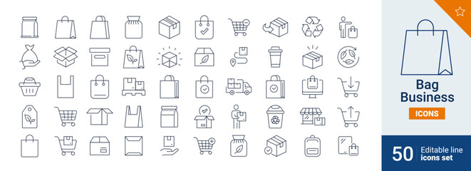 Bag icons Pixel perfect. shopping, check, commerce,...	
