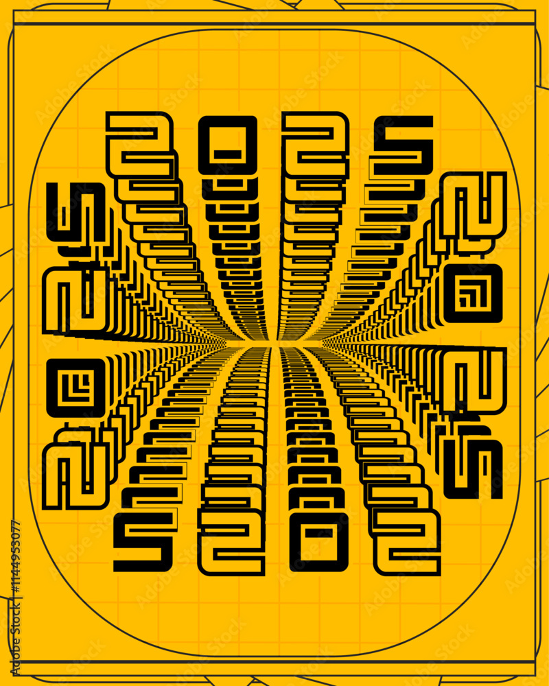 Fototapete black font alphabet is harmoniously juxtaposed with the numeric representation of 2025 against a abs