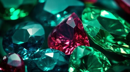 Fototapeta premium Colorful Gemstones in Various Shapes and Sizes with Sparkling Effects