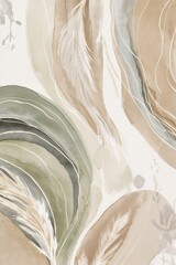 Obraz premium Abstract Watercolor Botanical Wall Art with Pampas Grass in Sage Green