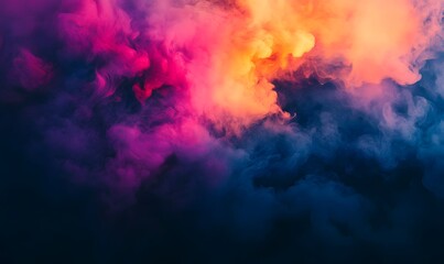 Naklejka premium Vivid smoke with pink, orange, blue wispy layers.