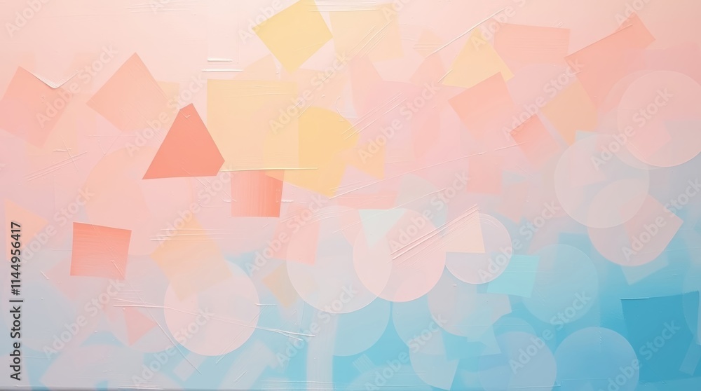 Poster abstract pastel shapes with soft colors and copy space for text