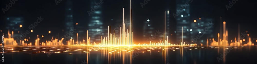 Aufkleber glowing interactive graph of stock trends projected mid-air against dark background with subtle refl