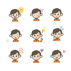 手描き：男の子の表情セット
