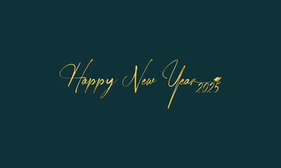 2025 Happy New Year gold logo text design on black background and white background