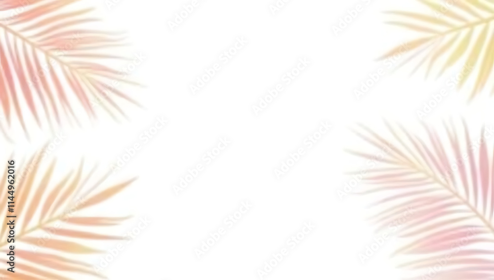 Aufkleber soft tropical palm leaves in a colorful pastel hue create a versatile design on a blank white or lig