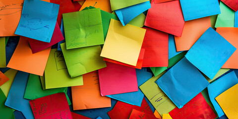 Fototapeta premium Collection of Multicolored Sticky Notes with Handwritten Text
