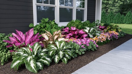 Fototapeta premium Vibrant Flower Garden Displaying Diverse Plant Varieties and Colors
